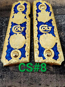 1911 compact size gun grips 24k gold plated cachas mexicanas chapeadas de oro