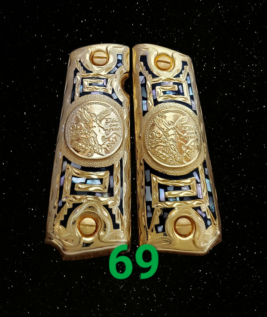Centenarios coin many styles 1911 full size mexican premium gun grips cachas gold plated