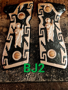 San judas saint jude custom made premium cachas pistol grips 24k gold Plated beretta 92fs