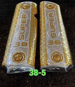 38 super varios style eagle centenario 1911 govermment gun grips cachas 24k gold plated