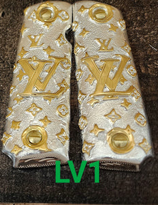 1911 luxury goods narco mexican style government gun grips cachas 24k gold plated