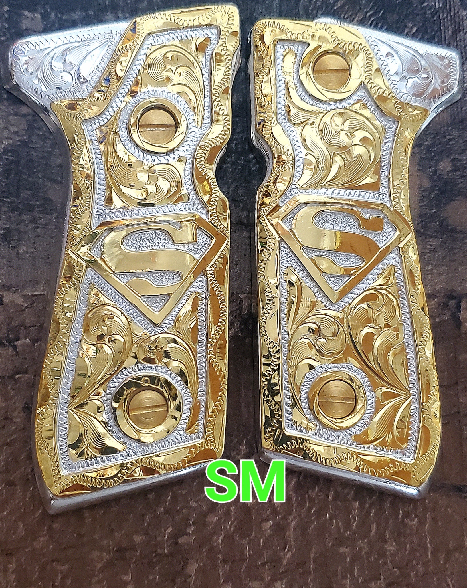 varios styles gold and silver custom made beretta 92fs cachas pistol grips 24k gold Plated