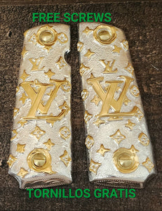 1911 luxury goods narco mexican style government gun grips cachas 24k gold plated