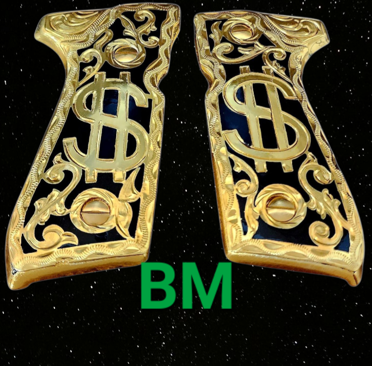 varios styles gold and silver custom made beretta 92fs cachas pistol grips 24k gold Plated