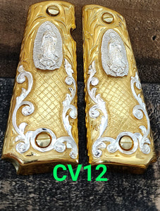 1911 cachas virgen mexican style government gun virgin mary grips 24k gold plated