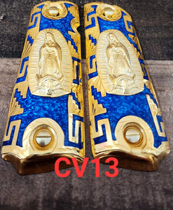 1911 cachas virgen mexican style government gun virgin mary grips 24k gold plated