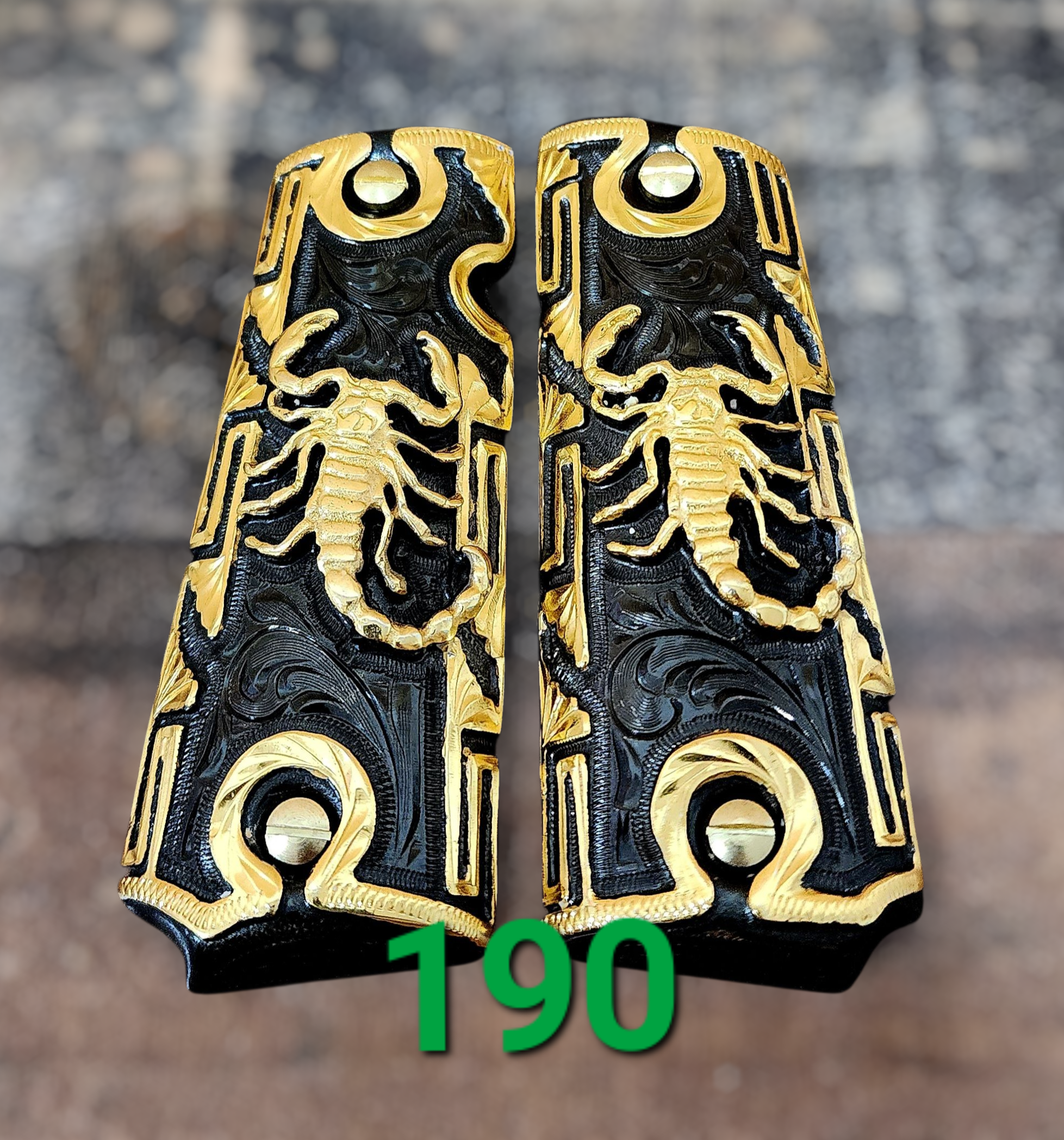 1911 scorpion alacran narco mexican style government gun grips cachas 24k gold plated