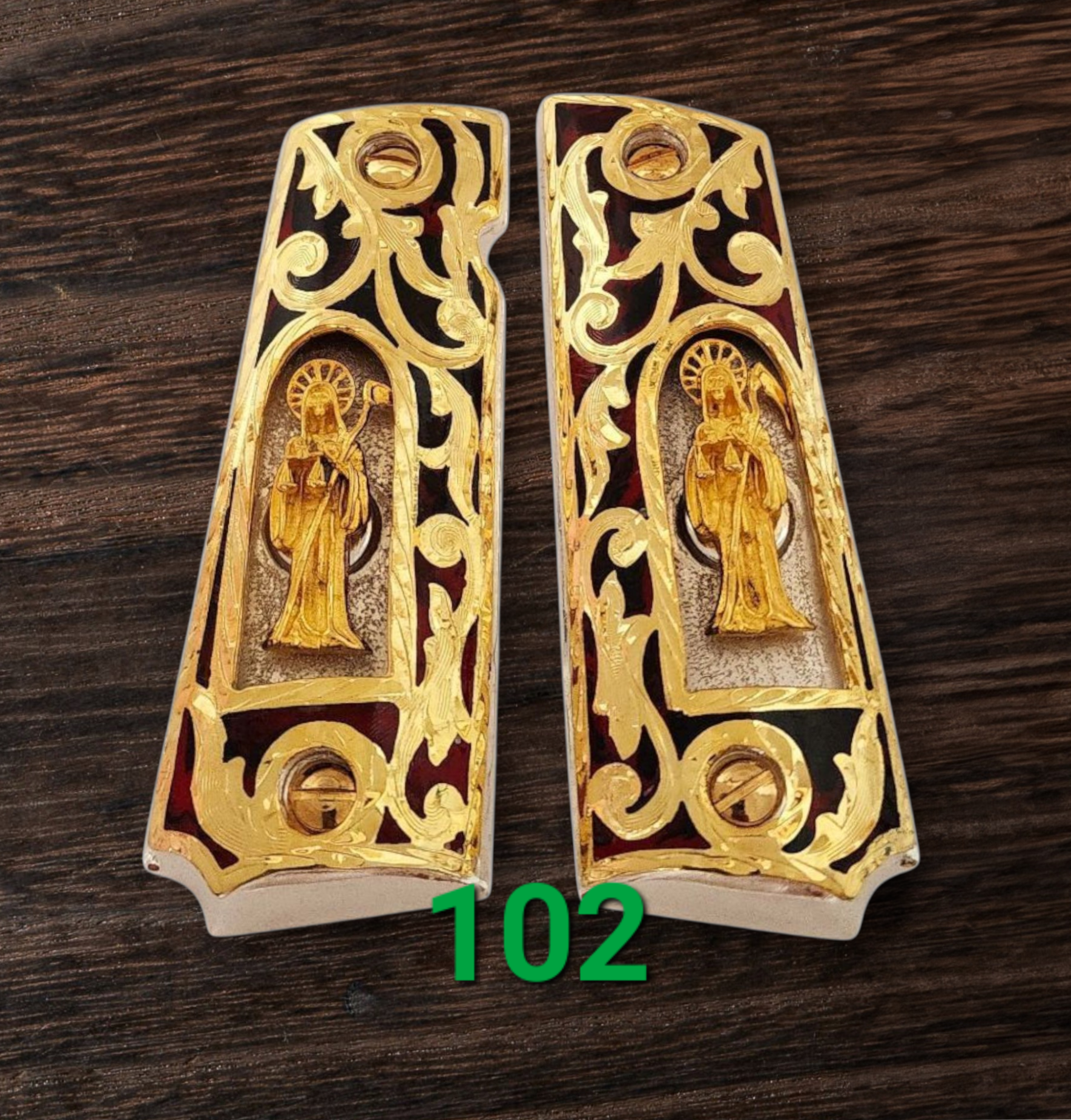 1911 santa muerte holy reaper many mexican styles government gun grips cachas 24k gold plated