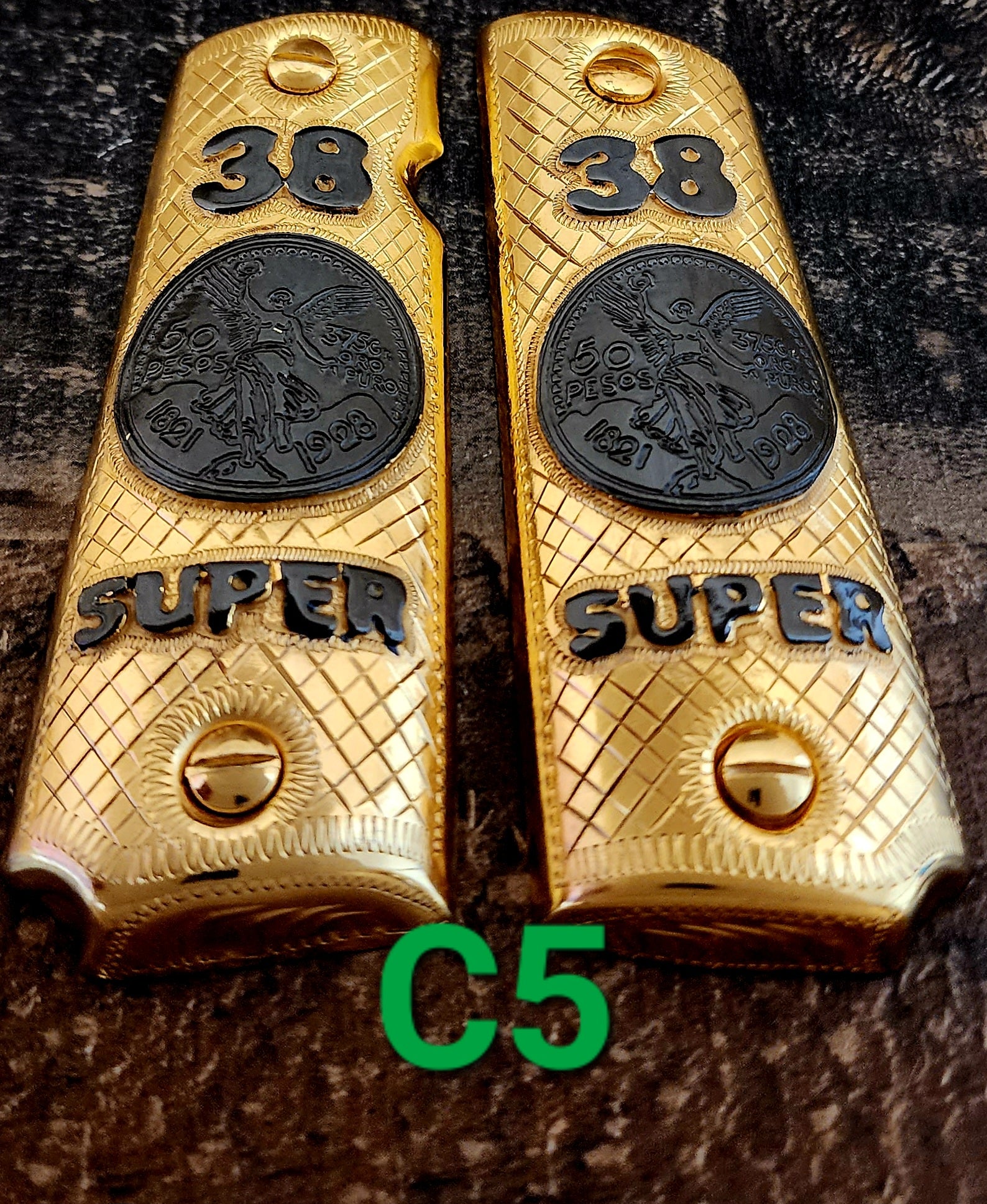 Centenarios coin many styles 1911 full size mexican premium gun grips cachas gold plated