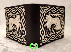 Horses caballos Hilo de plata money cartera wallet artesanal piteada bordada a mano hand crafted mexican custom work in silver thread Made in mexico