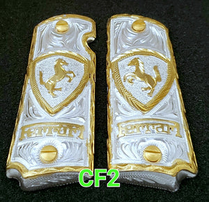 1911 cachas caballitos F narco mexican style government gun grips cachas 24k gold plated