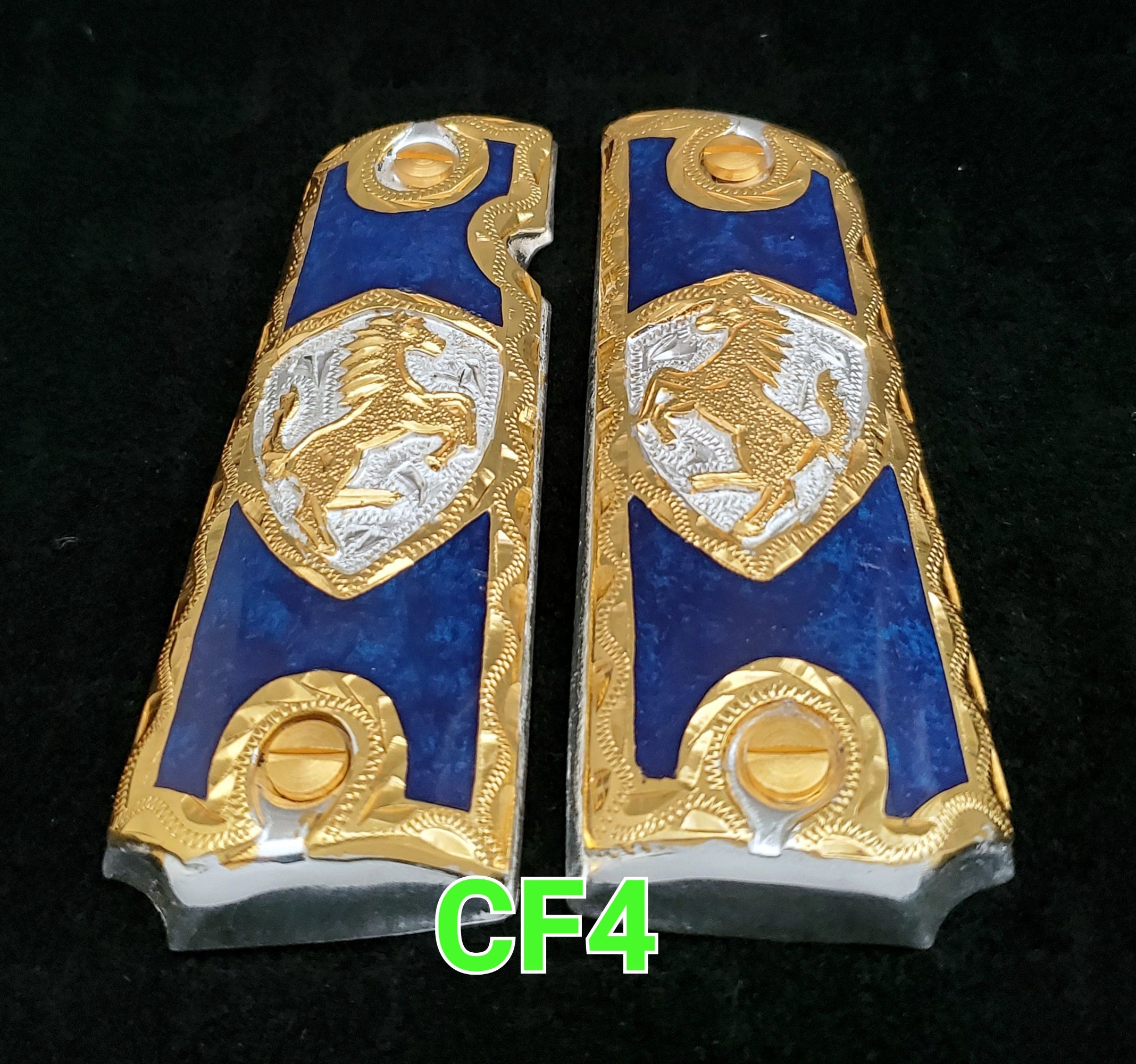 1911 cachas caballitos F narco mexican style government gun grips cachas 24k gold plated