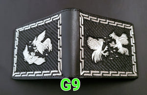 Gallos rooster Hilo de plata money cartera wallet artesanal piteada bordada a mano hand crafted mexican custom work in silver thread Made in mexico            