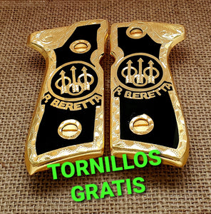 Premium pietro beretta 92fs mexican narco style grips 24k gold Plated custom made engraved