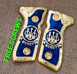 Premium pietro beretta 92fs mexican narco style grips 24k gold Plated custom made engraved