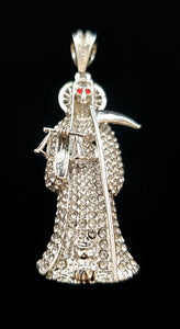 Reaper necklace Santa muerte diamantada con cadena collar figaro chain CZ Pendan