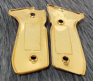 Rooster gallos Beretta 92fs mexican style cachas grips custom 24k gold plated