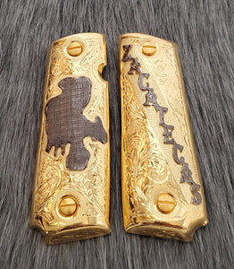 Zacatecas mexico cachas 1911 full size mexican premium gun grips gold plated