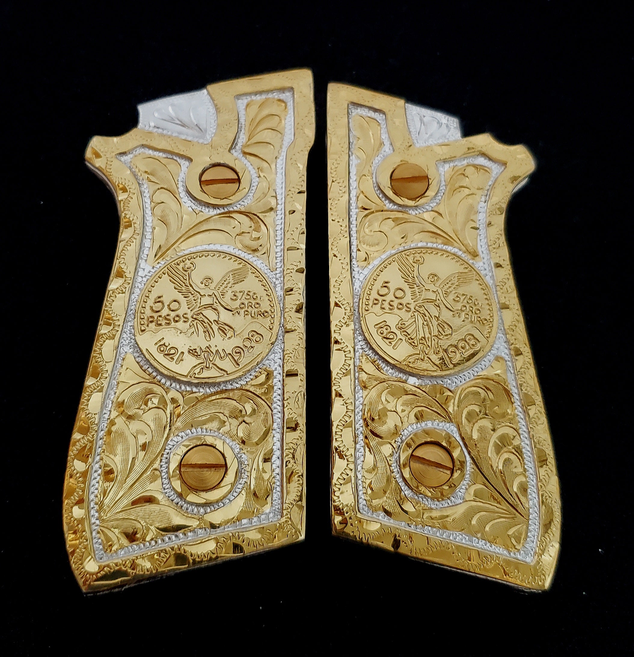 Taurus pt92 mexican style grips cachas gun pistol premium 24k gold Plated