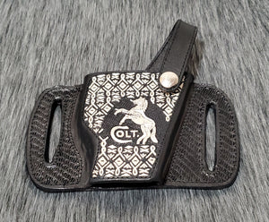 Belt slide gun Holster funda premium mexican piteado style on 925 silver thread