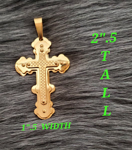 14k Gold plated cross necklace cadena figaro chain Pendant cruz oro laminado