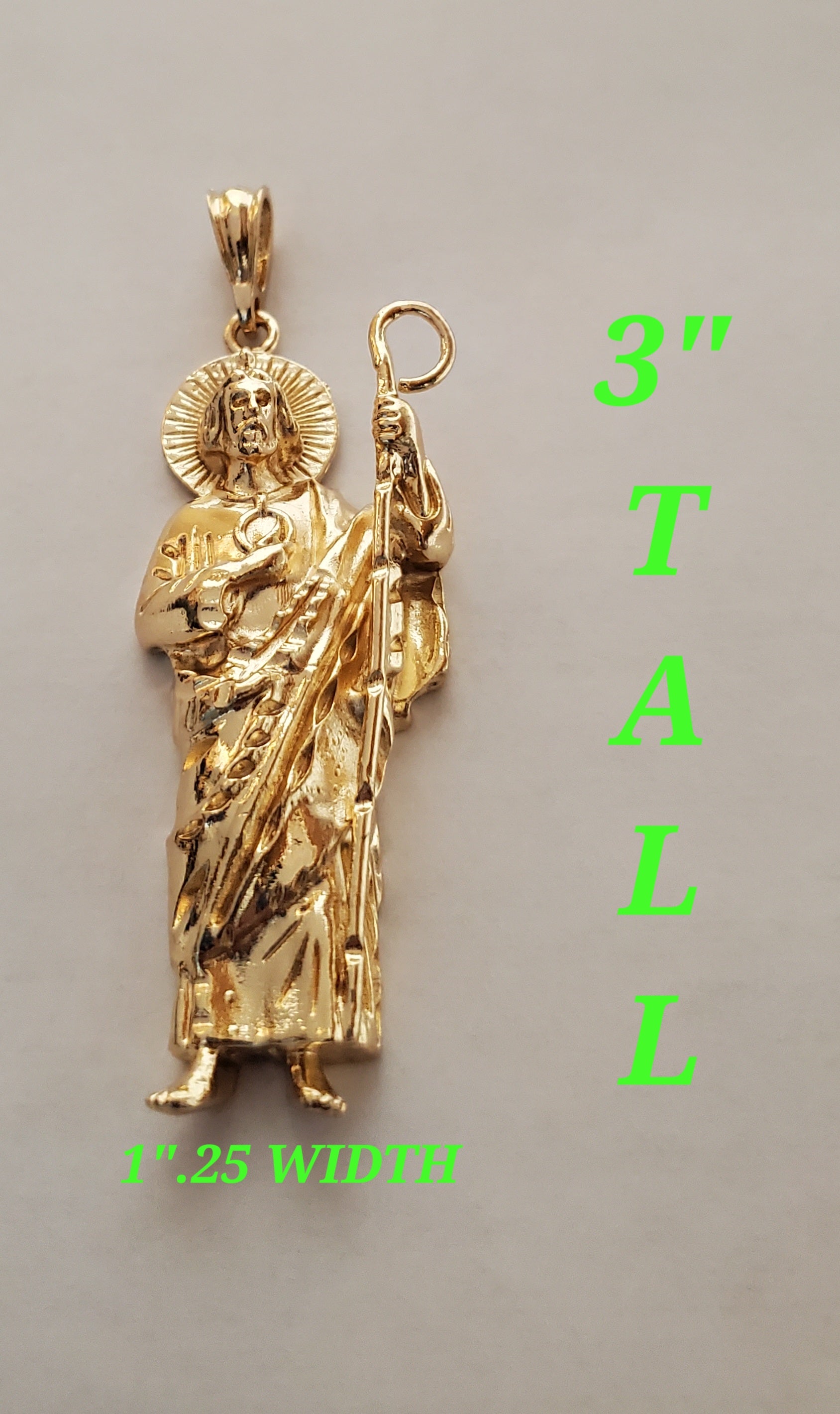 San judas con cadena saint Jude necklace figaro chain Pendant 14k gold plated