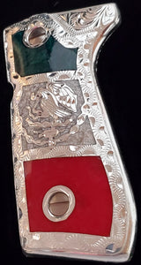 Mexican flag Premium pietro beretta 92fs mexican narco style grips 24k gold Plated custom made engraved