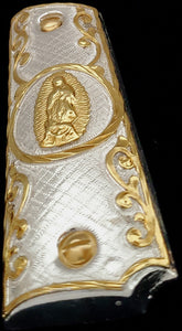 1911 cachas virgen mexican style government gun virgin mary grips 24k gold plated