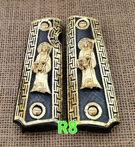 1911 santa muerte holy reaper many mexican styles government gun grips cachas 24k gold plated