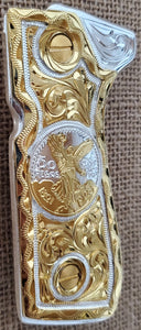 centenarios silver,black,golden custom made beretta 92fs cachas pistol grips 24k gold Plated