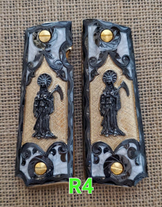 1911 santa muerte holy reaper many mexican styles government gun grips cachas 24k gold plated