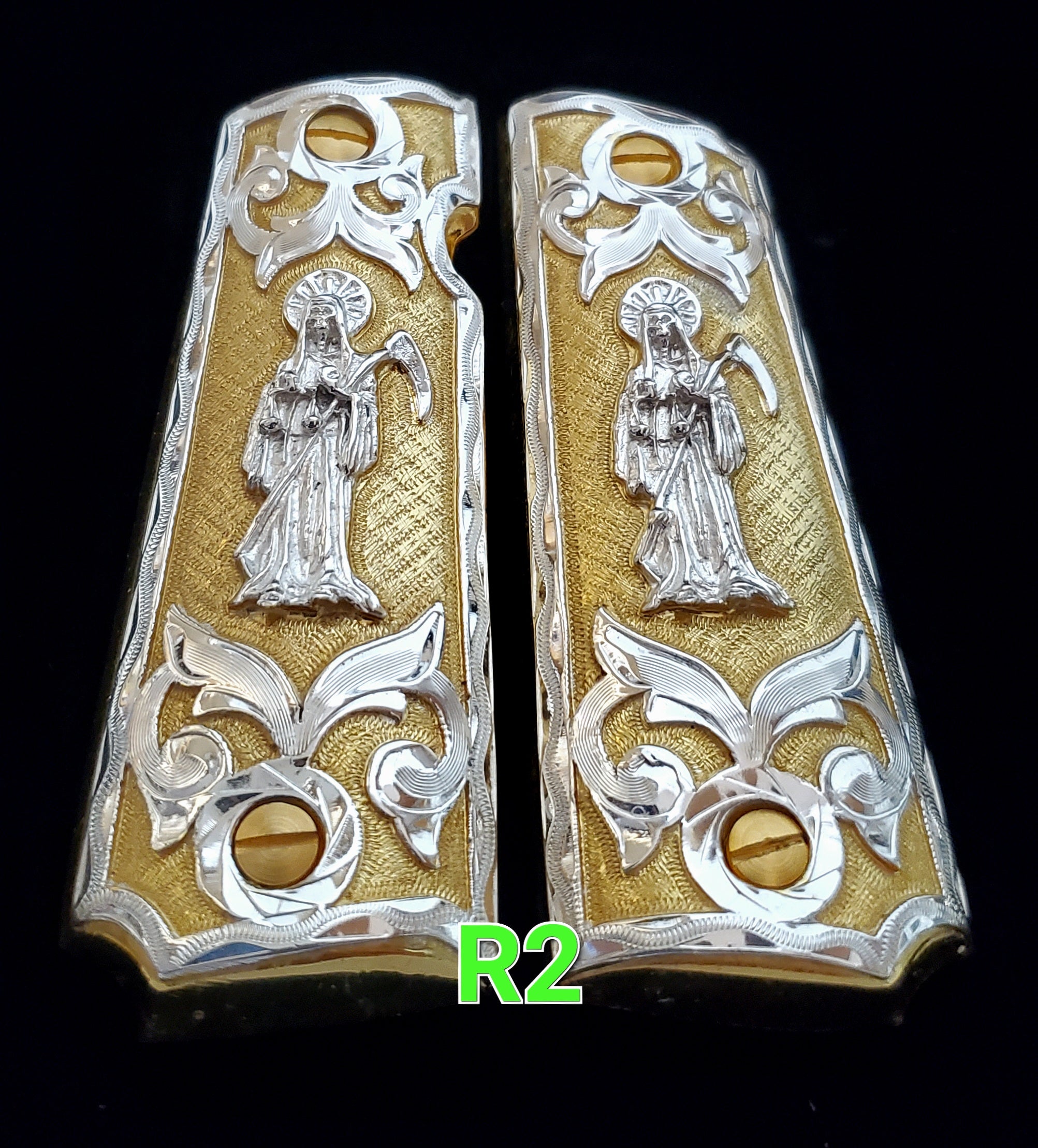 1911 santa muerte holy reaper many mexican styles government gun grips cachas 24k gold plated