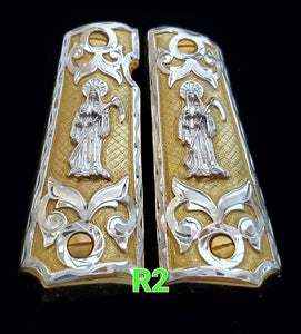 1911 santa muerte holy reaper many mexican styles government gun grips cachas 24k gold plated