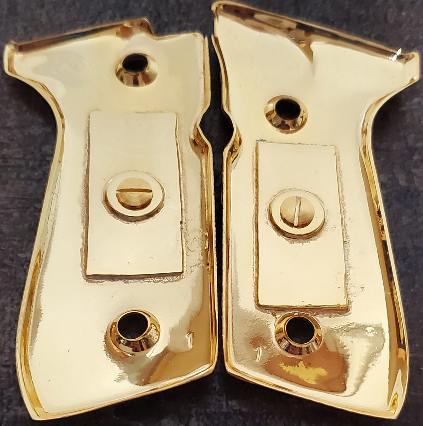 Horses caballos golden and black custom made beretta 92fs cachas pistol grips 24k gold Plated