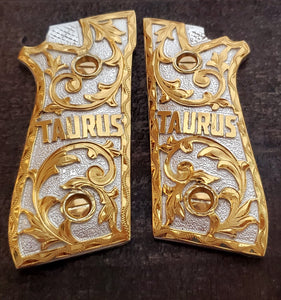 Taurus pt92 mexican style grips cachas gun pistol premium 24k gold Plated