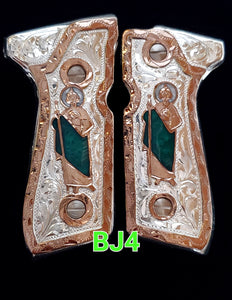 San judas saint jude custom made premium cachas pistol grips 24k gold Plated beretta 92fs