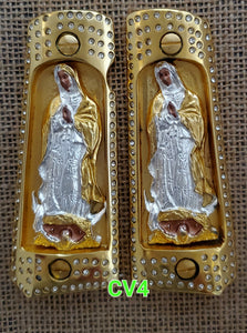 1911 cachas virgen mexican style government gun virgin mary grips 24k gold plated