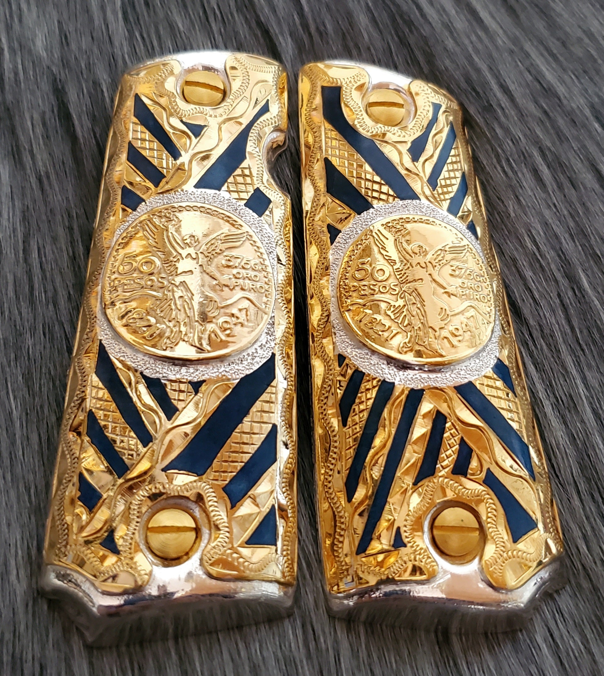 Centenarios coin many styles 1911 full size mexican premium gun grips cachas gold plated