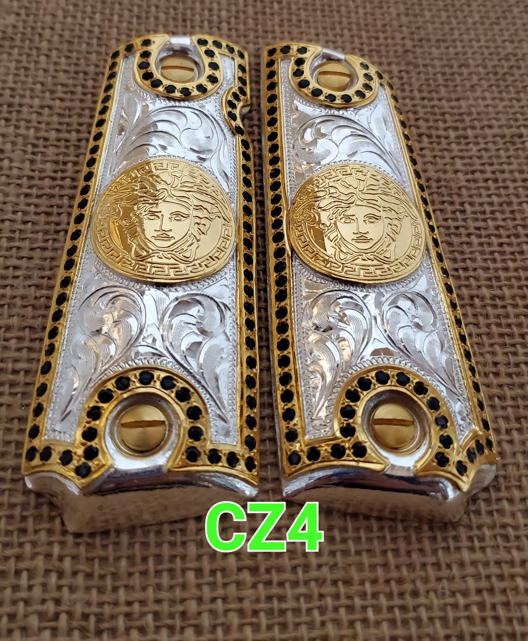 Zirconias 1911 full size many mexican styles government gun grips cachas negras,plateadas y chapa de oro