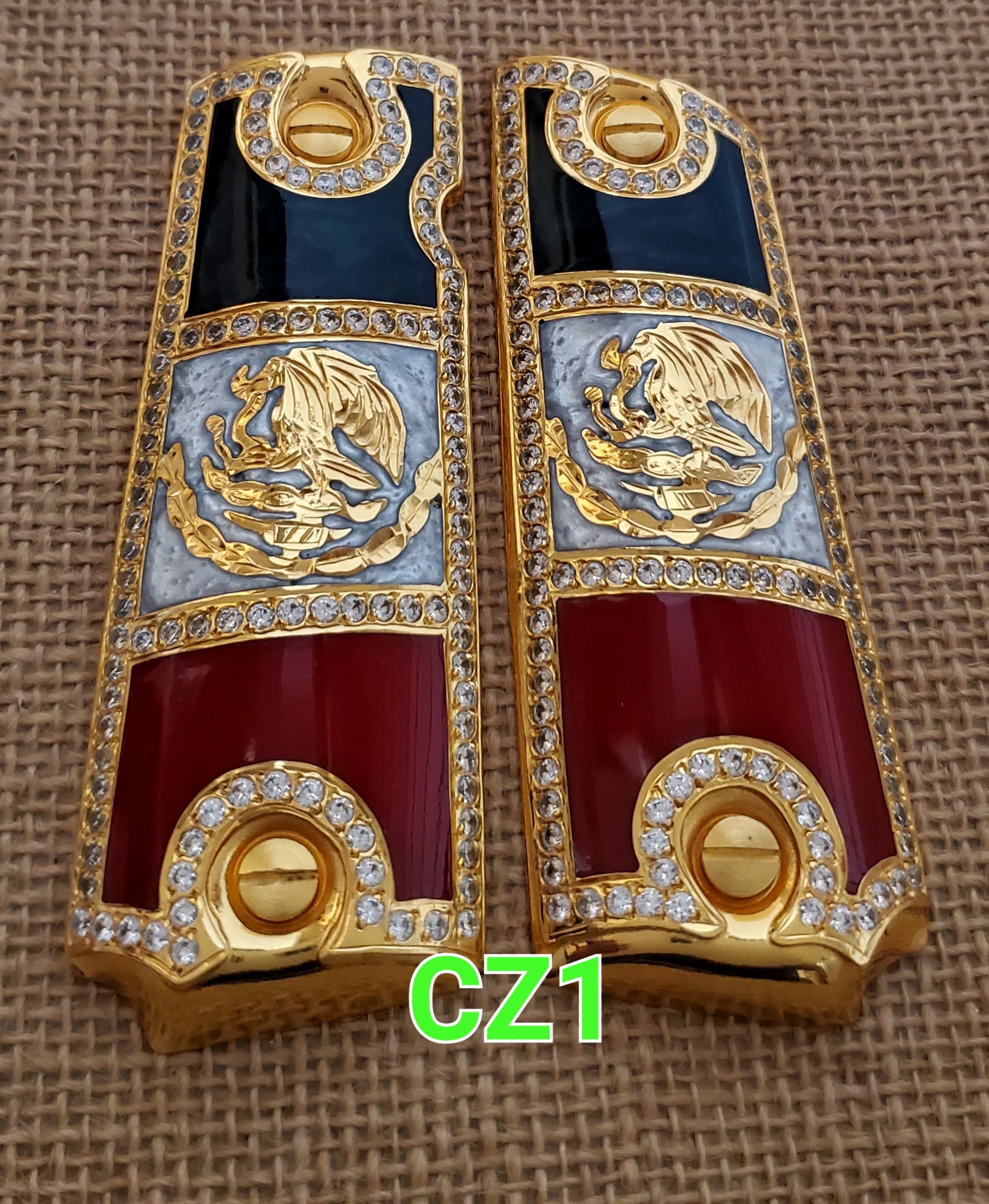 Zirconias 1911 full size many mexican styles government gun grips cachas negras,plateadas y chapa de oro