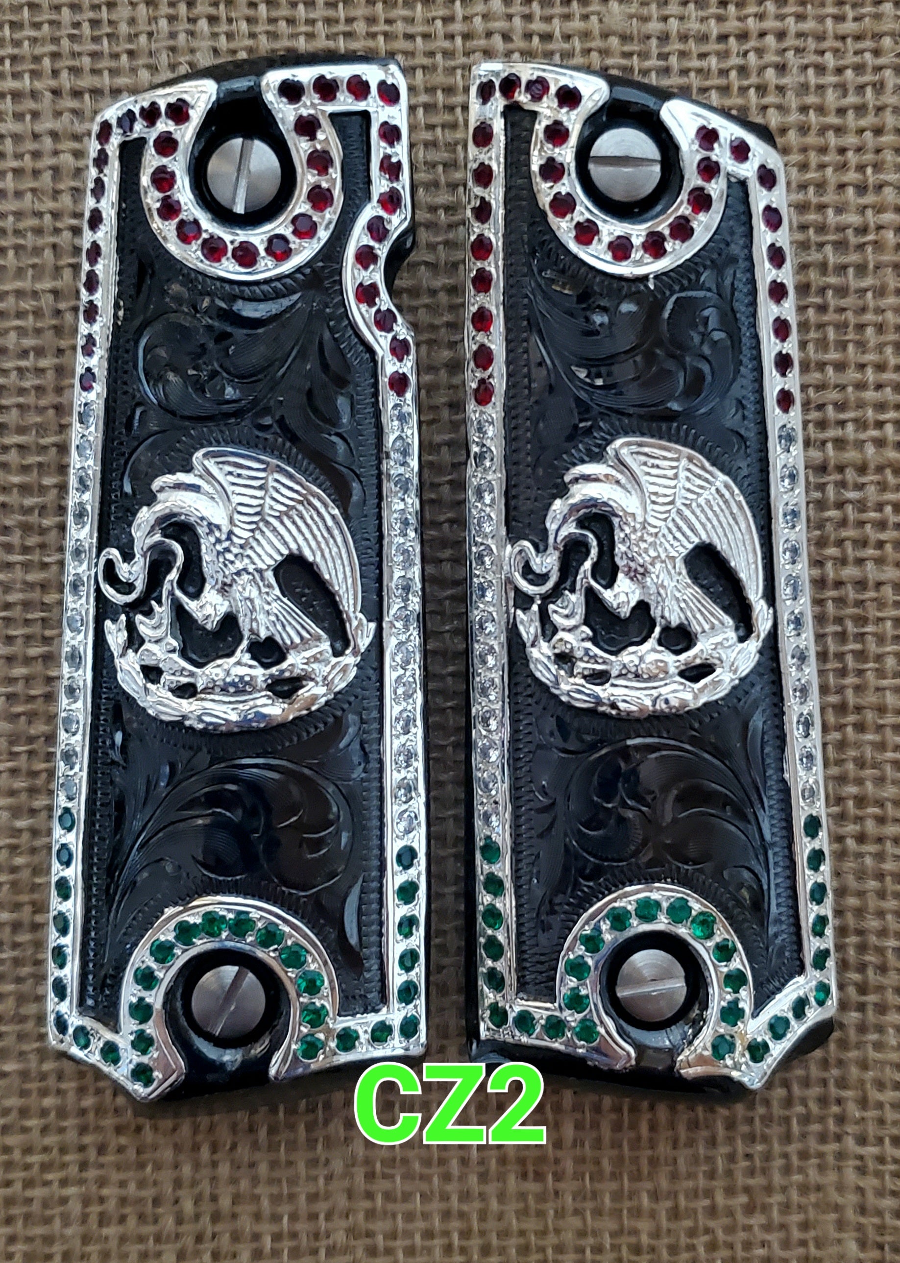 Zirconias 1911 full size many mexican styles government gun grips cachas negras,plateadas y chapa de oro