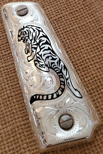 1911 grips tiger mexican style government gun grips cachas silver plated