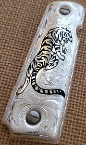 1911 grips tiger mexican style government gun grips cachas silver plated