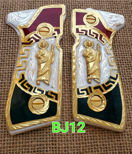 San judas saint jude custom made premium cachas pistol grips 24k gold Plated beretta 92fs