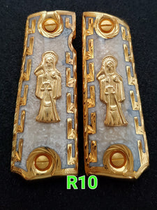 1911 santa muerte holy reaper many mexican styles government gun grips cachas 24k gold plated