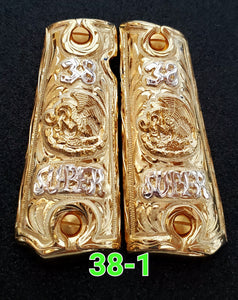 38 super varios style eagle centenario 1911 govermment gun grips cachas 24k gold plated