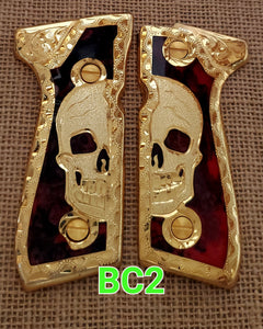 Skulls calaveras Handmade engrave style premium mexican Beretta 92fs grips Cachas clasicas rameadas