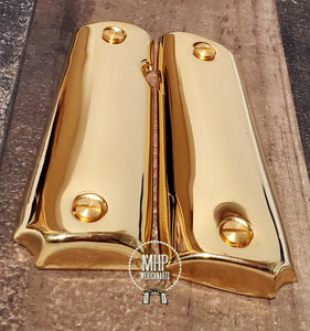 Premium polished 1911 gun pistol grips silver and 24k gold plated