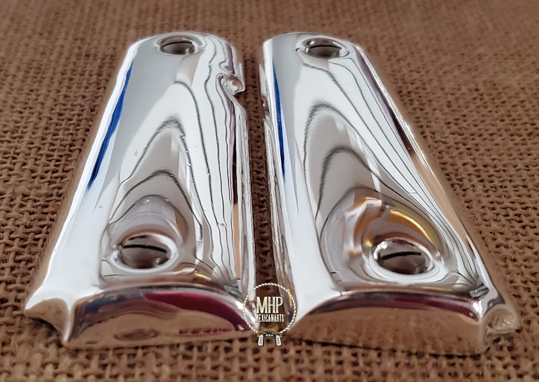 Premium polished 1911 gun pistol grips silver and 24k gold plated