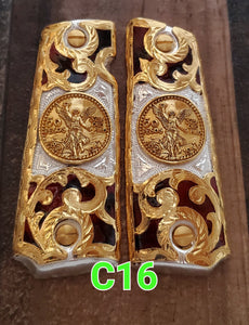 Centenarios coin many styles 1911 full size mexican premium gun grips cachas gold plated